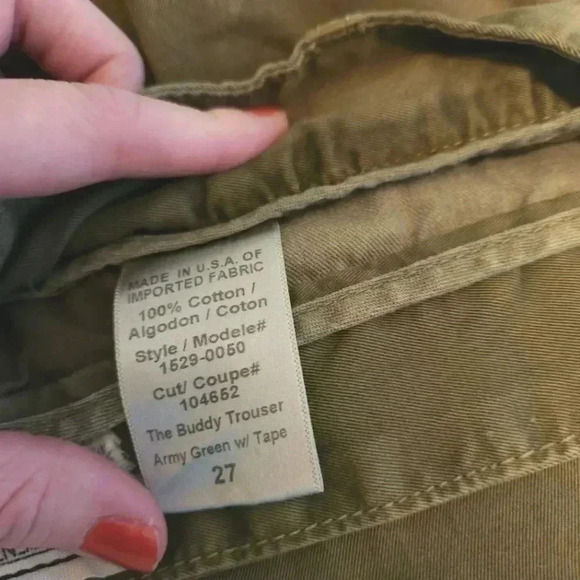 EUC Current/Elliot The Buddy Trouser in Army Green w/Tape, Size 27 - Picture 10 of 11